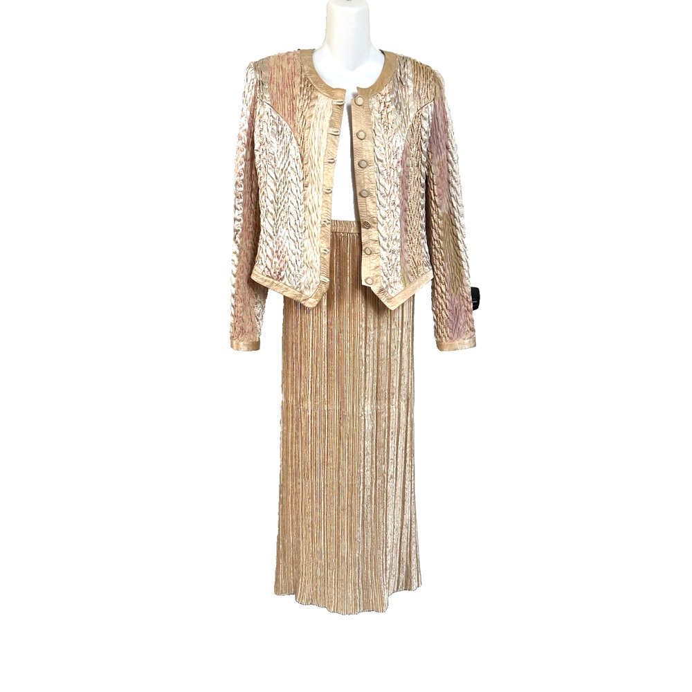 Vintage‎ JEANNE MARC Collection 2PC Ensemble Skirt Jacket Set Suit L 16 18